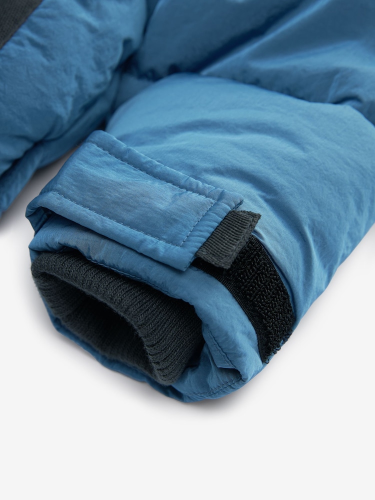 Blue Borg Fleece Lined Shower Resistant Hooded Padded Coat (3mths-7yrs) - Image 9 of 11