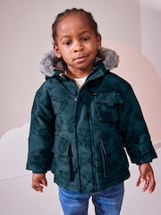 Navy Faux Fur Hood Shower Resistant Parka (3mths-7yrs) - Image 2 of 11