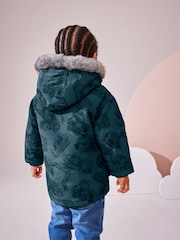 Navy Faux Fur Hood Shower Resistant Parka (3mths-7yrs) - Image 3 of 11