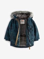 Navy Faux Fur Hood Shower Resistant Parka (3mths-7yrs) - Image 7 of 11