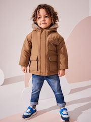 Neutral Faux Fur Hood Shower Resistant Parka (3mths-7yrs) - Image 1 of 1