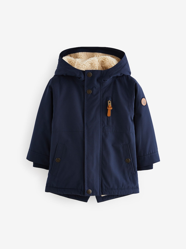 Azul marino - Parka impermeable con forro polar de borreguito (3 meses - 7 años) - Imagen 1 de 6 Azul marino - Parka impermeable con forro polar de borreguito (3 meses - 7 años) - Imagen 1 de 6