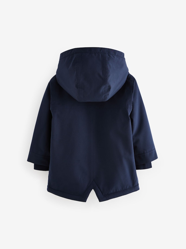 Navy Waterproof Borg Fleece Lined Parka (3mths-7yrs) - Image 2 of 6