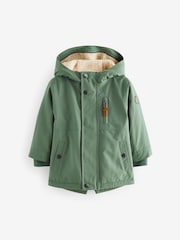 Sage Green Waterproof Borg Fleece Lined Parka (3mths-7yrs) - Image 3 of 9