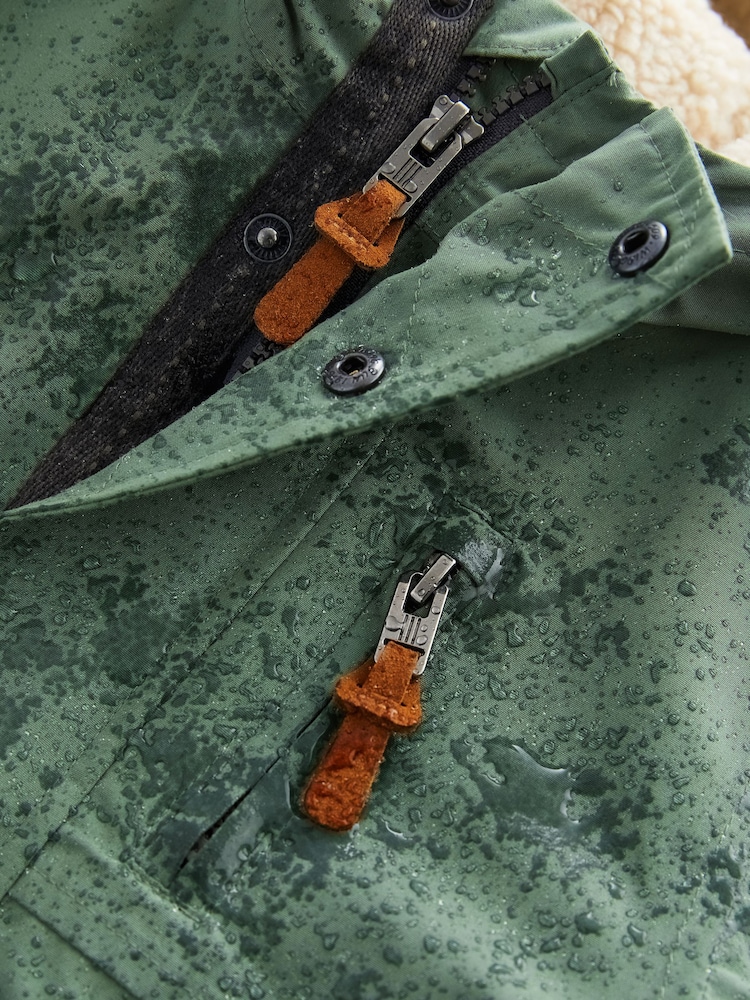 Sage Green Waterproof Borg Fleece Lined Parka (3mths-7yrs) - Image 6 of 9