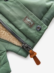 Sage Green Waterproof Borg Fleece Lined Parka (3mths-7yrs) - Image 8 of 9
