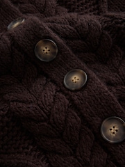 Chocolate Brown Cable Knit Long Sleeve Cardigan - Image 3 of 3