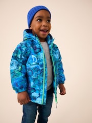 Navy Graffiti Waterproof Warm Padded Coat (3mths-7yrs) - Image 1 of 9