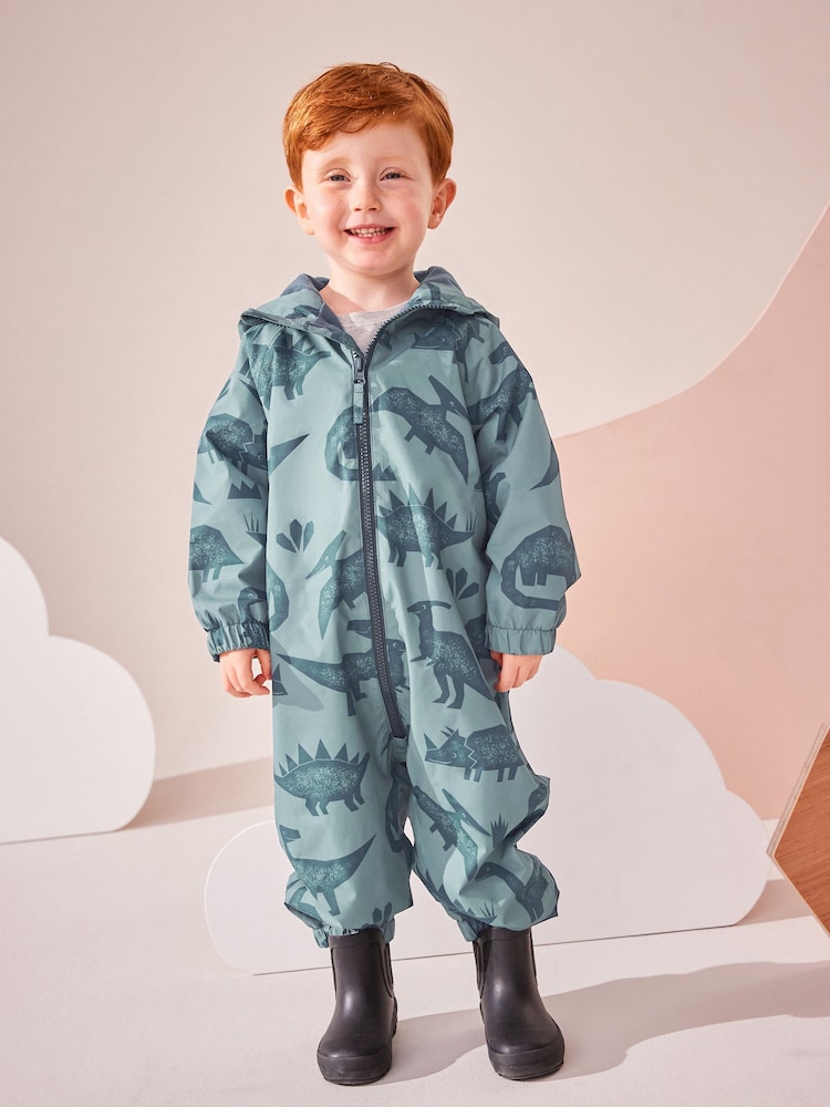 Grey Waterproof Fleece Lined Puddlesuit (3mths-7yrs) - Image 2 of 7