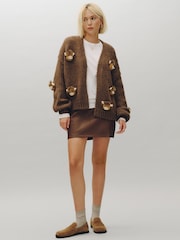 Chocolate Brown Crochet Hamish - Soft Touch Chunky Knit Open Cardigan - სურათი 4 5-დან