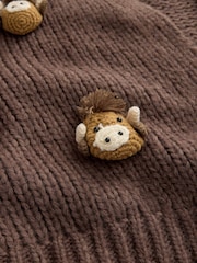 Chocolate Brown Crochet Hamish Soft Touch Chunky Knit Open Cardigan - Image 7 of 8
