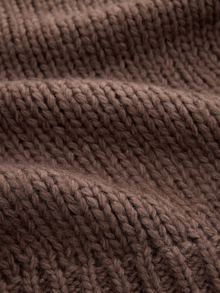 Chocolate Brown Crochet Hamish Soft Touch Chunky Knit Open Cardigan - Image 8 of 8