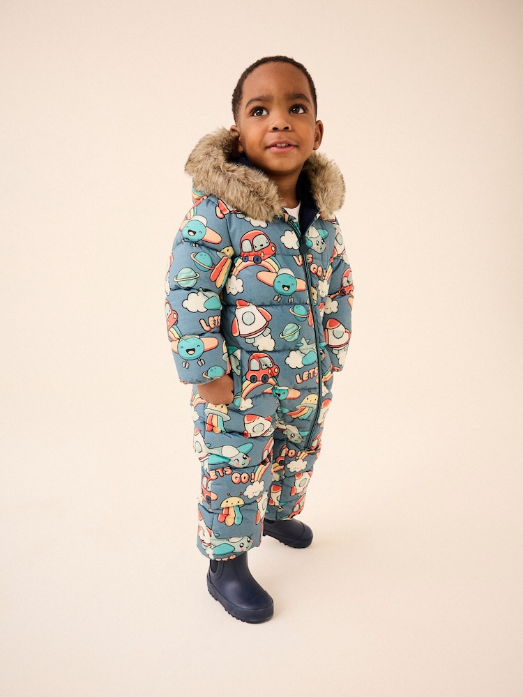 Grey Space Print Snowsuit (3mths-7yrs) - Image 1 of 8