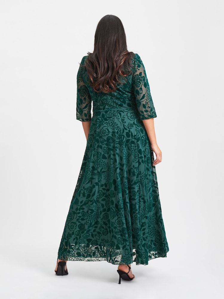 Scarlett & Jo Green Verity Flock Maxi Gown - Image 2 of 4