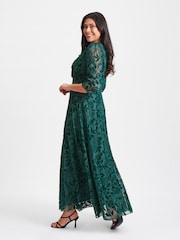 Scarlett & Jo Green Verity Flock Maxi Gown - Image 3 of 4