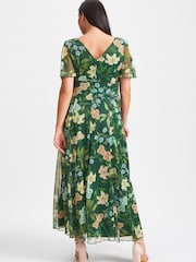 Scarlett & Jo Green Floral Isabelle Angel Sleeve Maxi Dress - Image 2 of 5