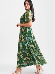 Scarlett & Jo Green Floral Isabelle Angel Sleeve Maxi Dress - Image 4 of 5