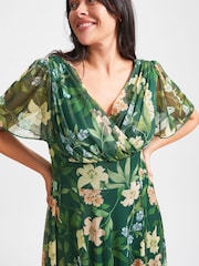 Scarlett & Jo Green Floral Isabelle Angel Sleeve Maxi Dress - Image 5 of 5