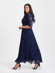 Scarlett & Jo Blue Verity Flock Maxi Gown - Image 3 of 4