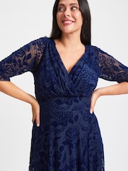 Scarlett & Jo Blue Verity Flock Maxi Gown - Image 4 of 4