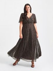 Scarlett & Jo Chocolate Brown Paisley Isabelle Angel Sleeve Maxi Dress - Image 1 of 4