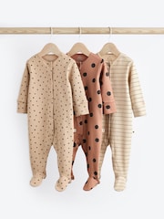 Neutral Baby 100% Cotton Sleepsuits 3 Pack (0mths-2yrs) - Image 1 of 12