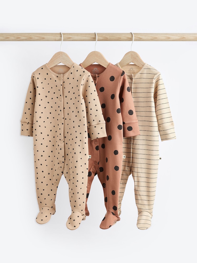 Neutral Baby 100% Cotton Sleepsuits 3 Pack (0mths-2yrs) - Image 1 of 12