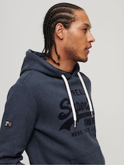 Superdry Blue Tonal Vintage Logo Hoodie - Image 3 of 6