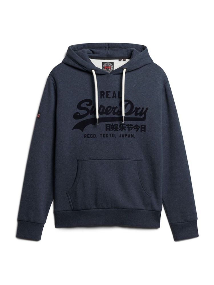 Superdry Blue Tonal Vintage Logo Hoodie - Image 4 of 6