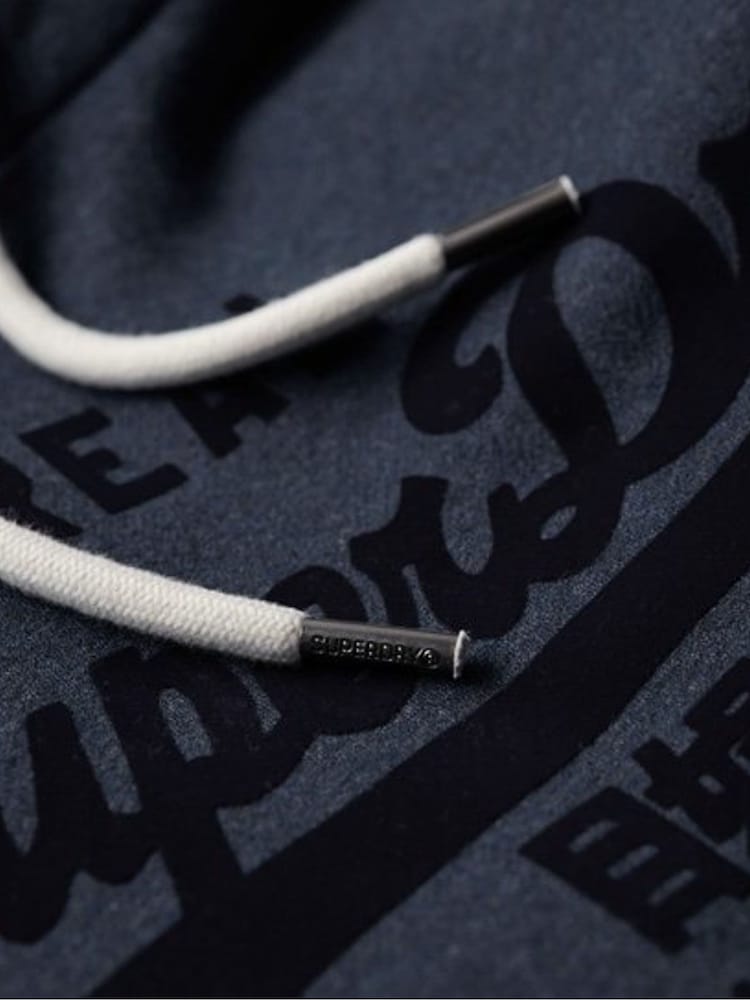 Superdry Blue Tonal Vintage Logo Hoodie - Image 5 of 6