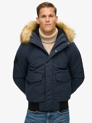 Superdry Blue Hooded Everest Puffer Bomber Jacket - Image 2 of 7