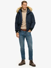 Superdry Blue Hooded Everest Puffer Bomber Jacket - Image 3 of 7