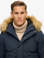 Superdry Blue Hooded Everest Puffer Bomber Jacket - Image 4 of 7