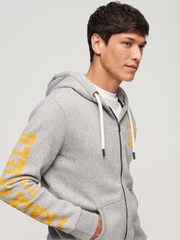 Superdry Grey/White Athletic College Graphic Zip Up Hoodie - Image 2 of 5