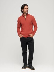 Superdry Orange Essential Embroidered Knit Henley Jumper - Image 2 of 6