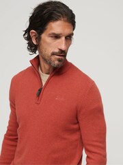 Superdry Orange Essential Embroidered Knit Henley Jumper - Image 3 of 6
