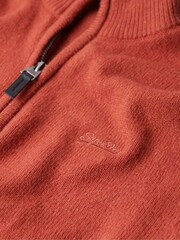 Superdry Orange Essential Embroidered Knit Henley Jumper - Image 6 of 6