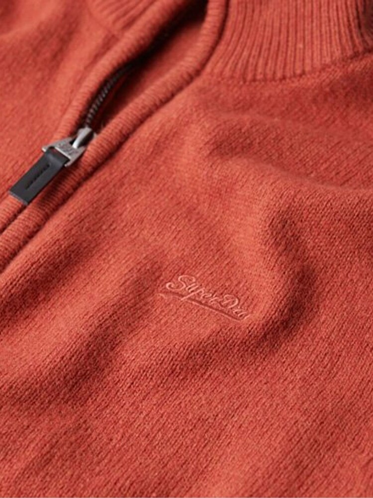Superdry Orange Essential Embroidered Knit Henley Jumper - Image 6 of 6