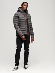 Superdry Grey Hooded Fuji Herringbone Jacket - Image 3 of 6