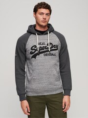 Superdry Black Grey Athletic Vintage Logo Raglan Hoodies - Image 1 of 6