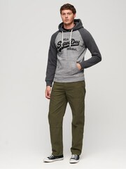 Superdry Black Grey Athletic Vintage Logo Raglan Hoodies - Image 3 of 6
