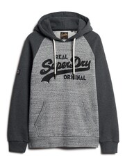 Superdry Black Grey Athletic Vintage Logo Raglan Hoodies - Image 4 of 6