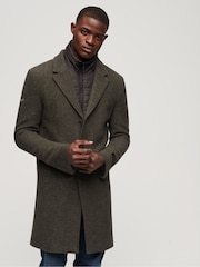 Superdry Green 2 In 1 Wool Town Coat - Image 1 of 6