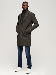 Superdry Green 2 In 1 Wool Town Coat - Image 3 of 6
