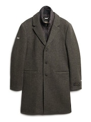 Superdry Green 2 In 1 Wool Town Coat - Image 4 of 6