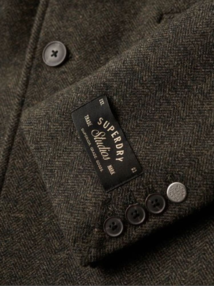 Superdry Green 2 In 1 Wool Town Coat - Image 6 of 6