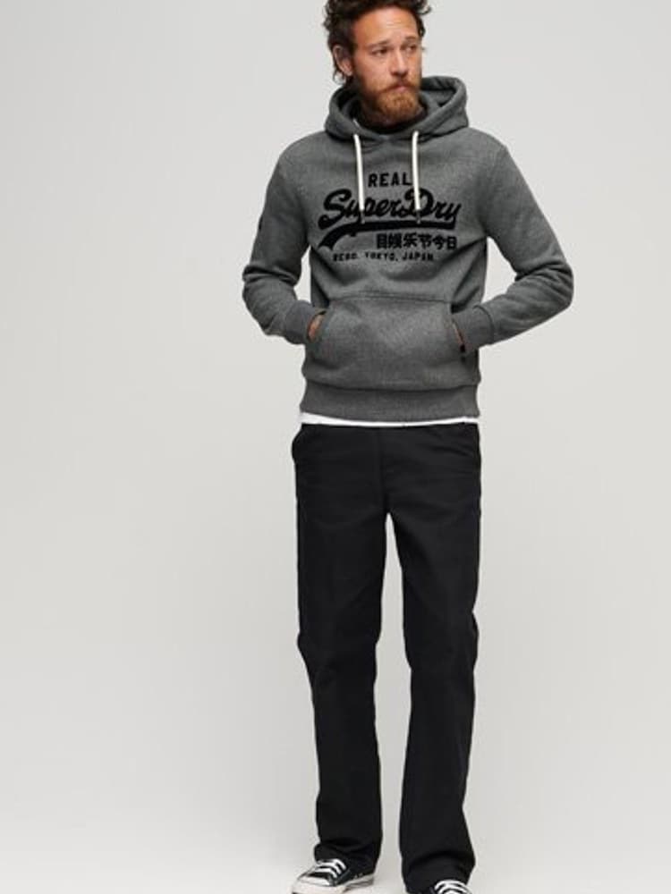 Superdry Grey Tonal Vintage Logo Hoodie - Image 2 of 6