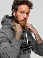 Superdry Grey Tonal Vintage Logo Hoodie - Image 3 of 6