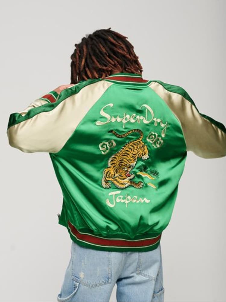 Superdry Green Sukajan Embroidered Bomber Jacket - Image 2 of 6