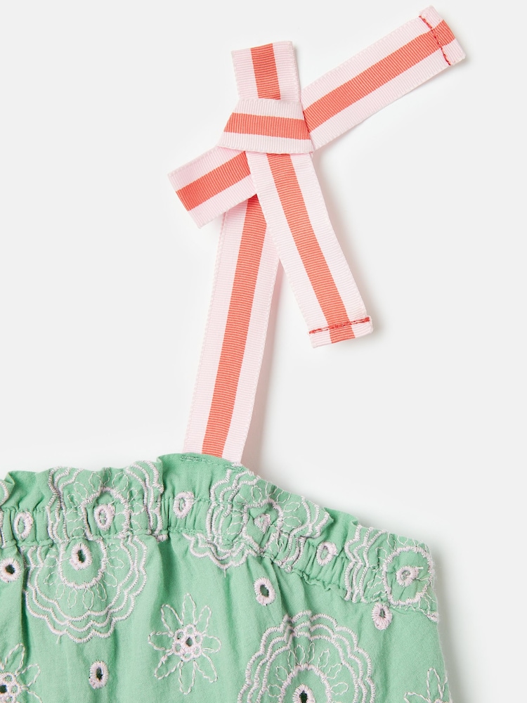 Joules Girls' Playtime Green Tiered Woven Top - Image 5 of 5